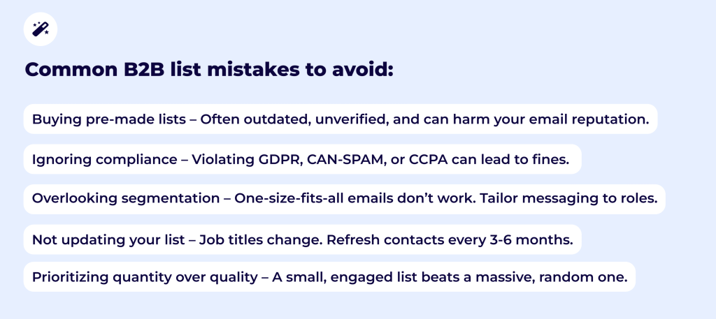 Common B2B List Mistakes to Avoid_when using b2b list building services