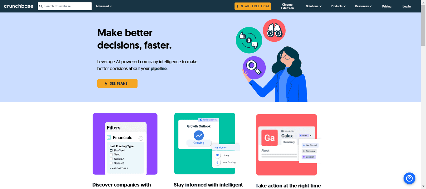 Crunchbase, one of the best sales prospecting tools