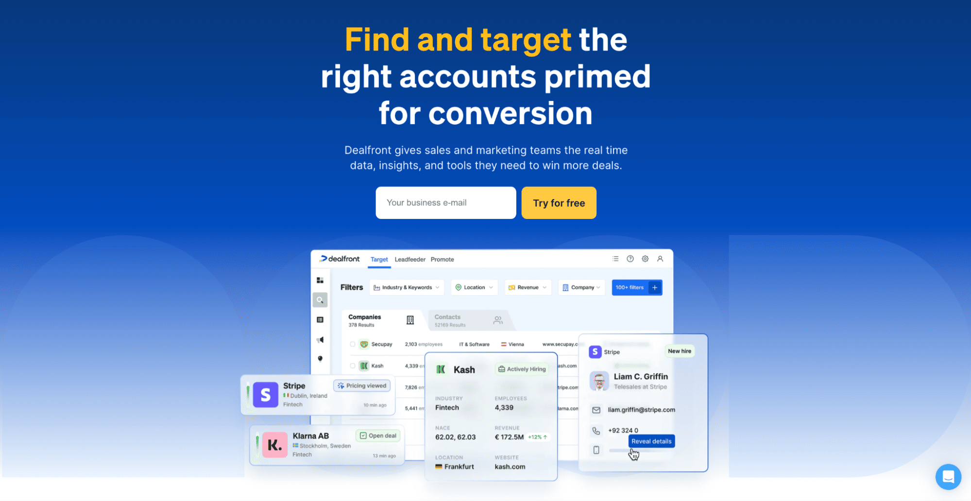 Dealfront, one of the prospecting tools for sales