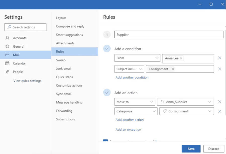 Different types of email providers concludes Outlook rules