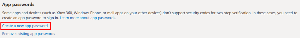 Generate an app password
