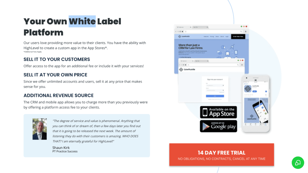 HighLevel (marketing, funnel builder), best white label products