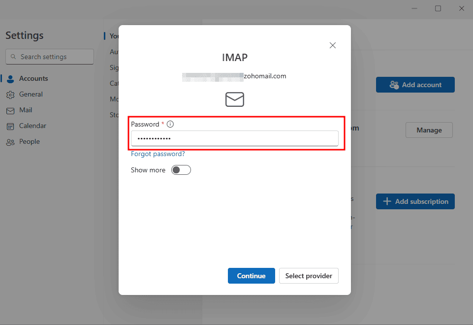 Input your password in the box provided.