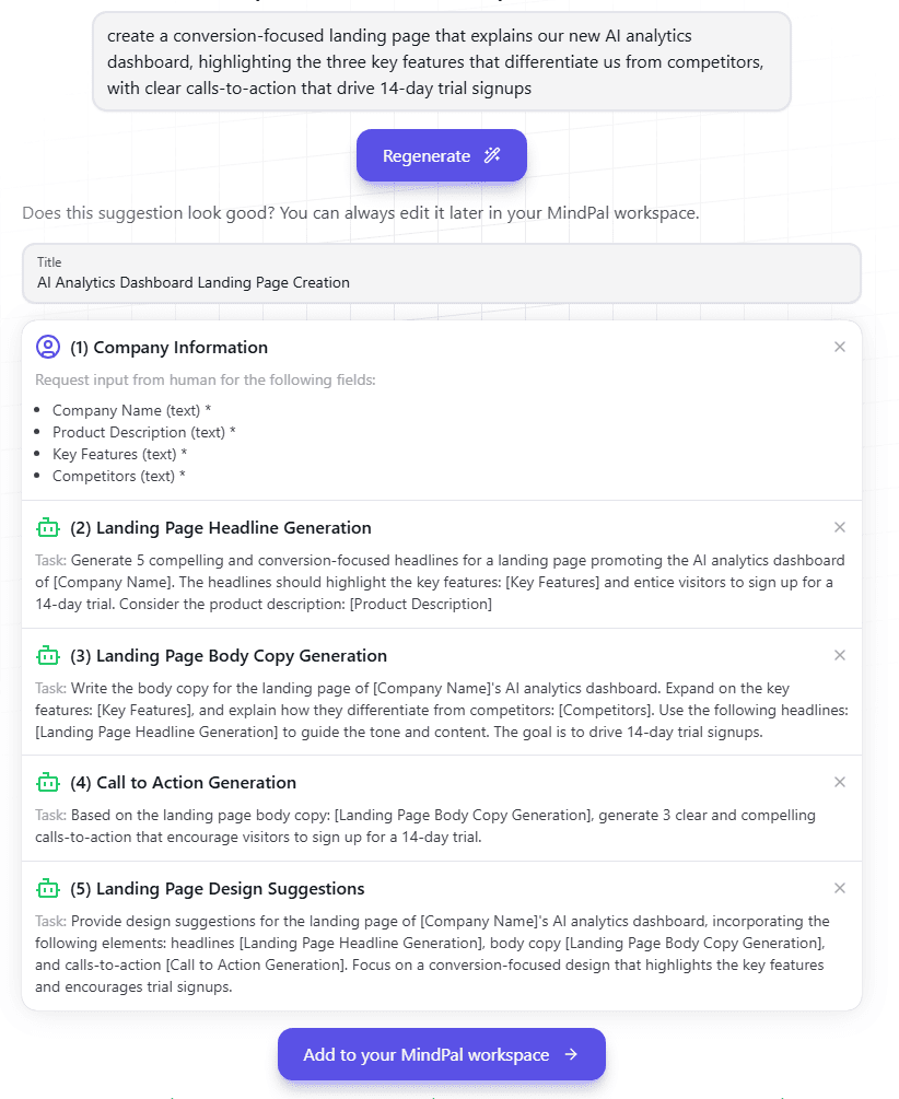 Mindpal as a prompt chain ai tool