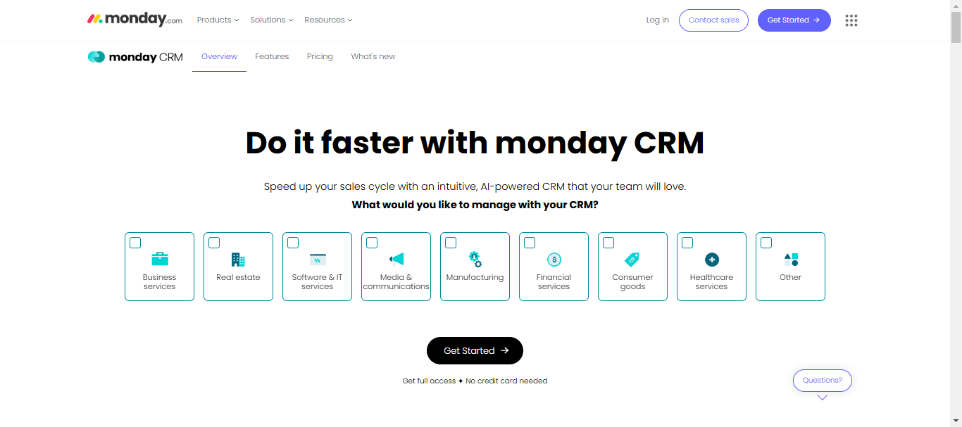 Monday crm outbound sales