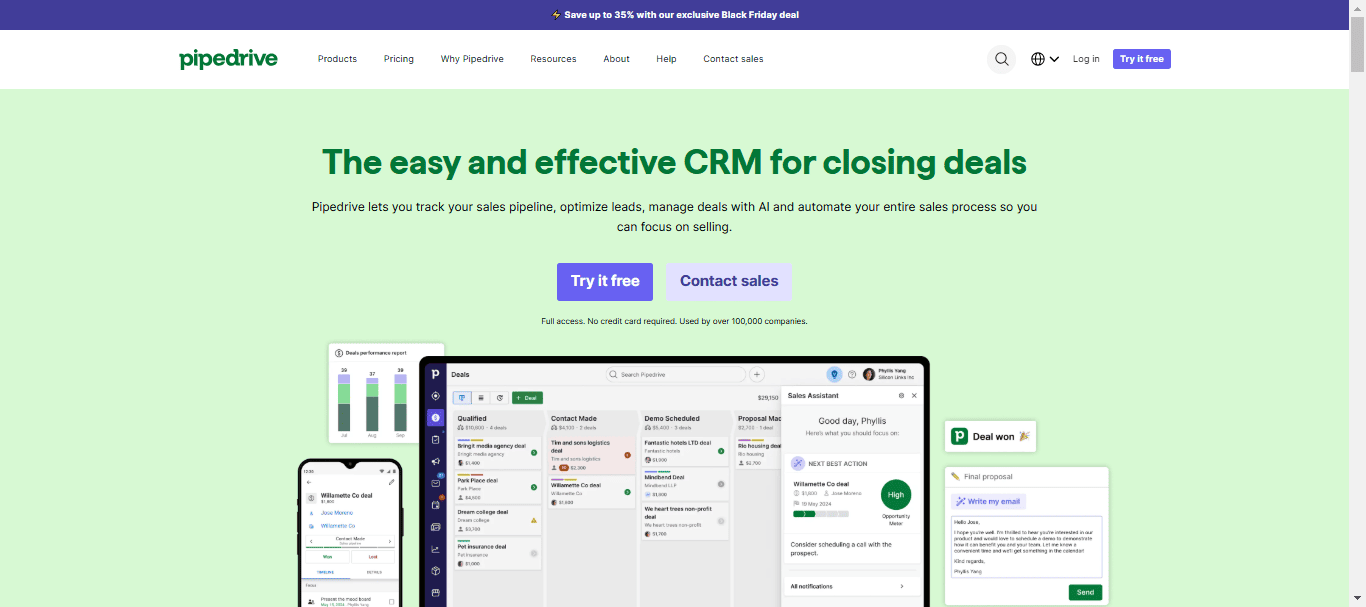 Pipedrive outbound sales crm