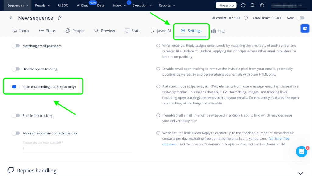 avoid gmail tracking pixel problems with Reply.io plain text mode