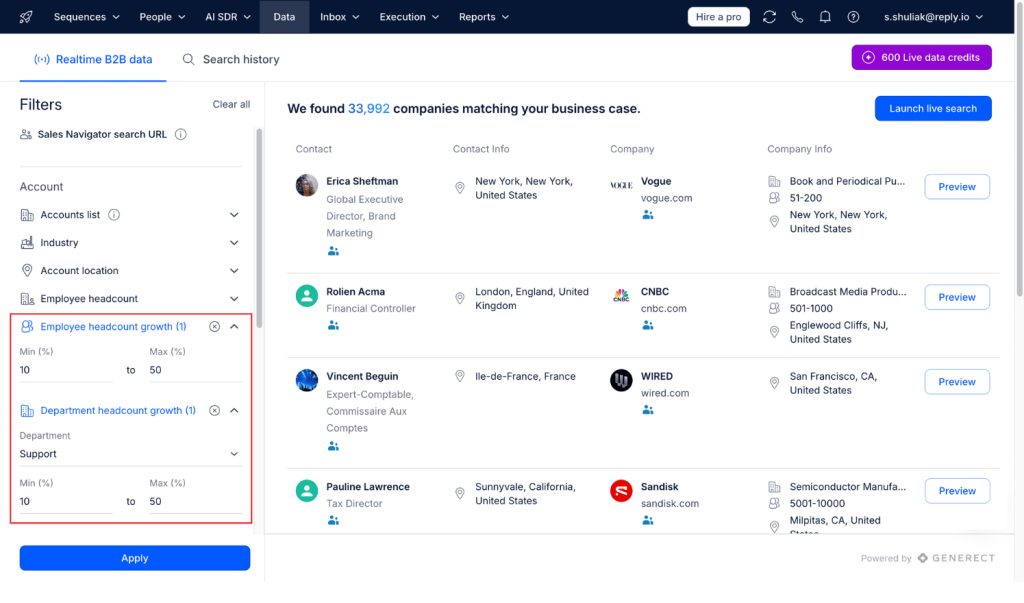 Real-Time Growth Filters