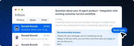 Reply management by topo ai