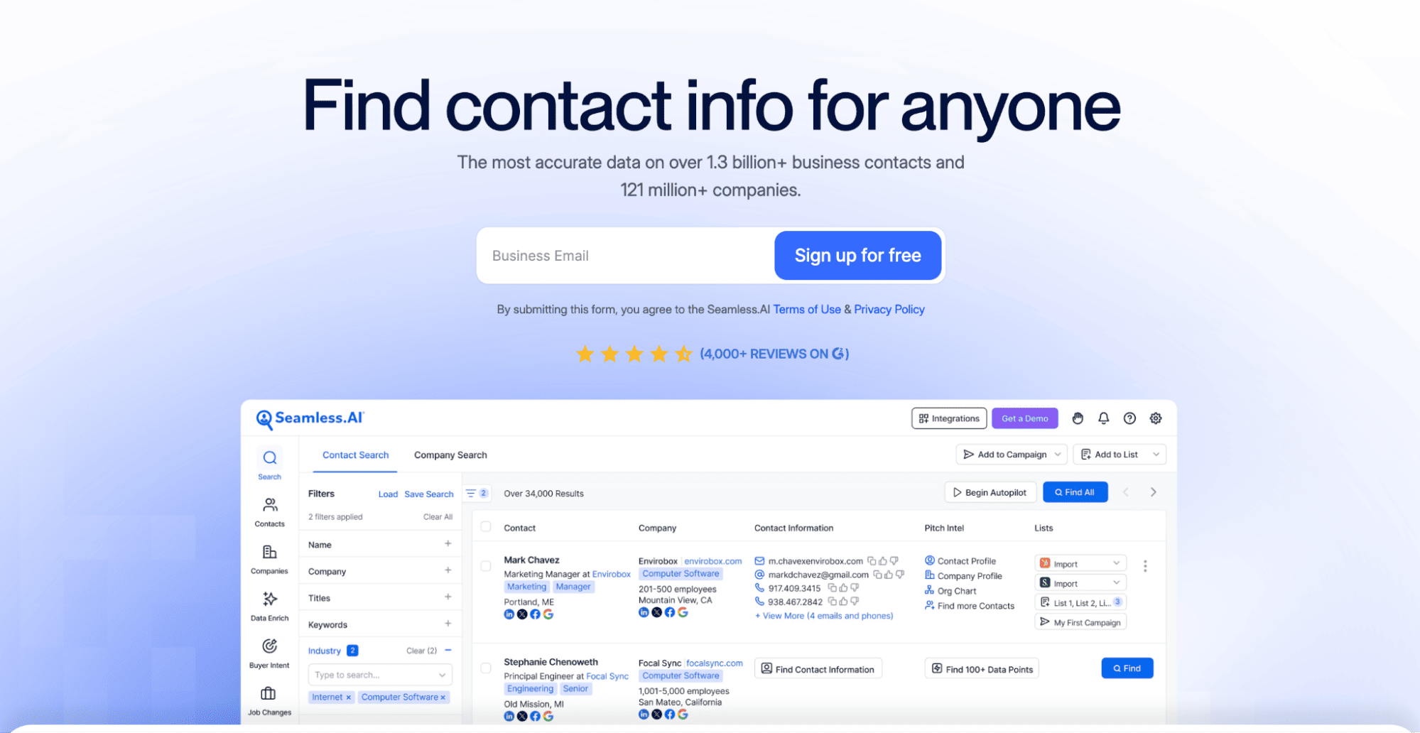Seamless.ai, one of the prospecting tools for sales