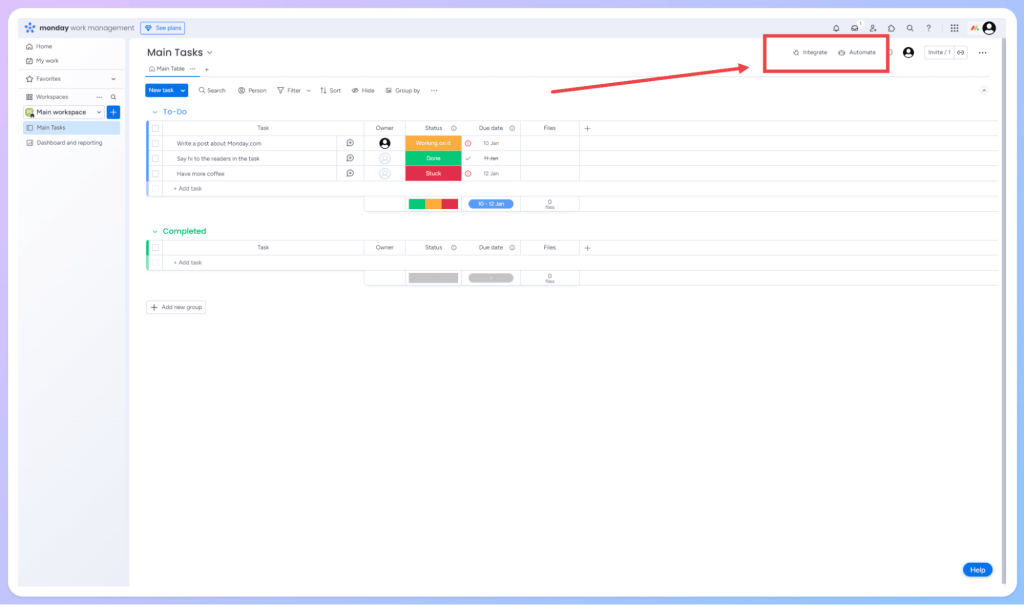 Set Up Automations and Integrations in Monday.com