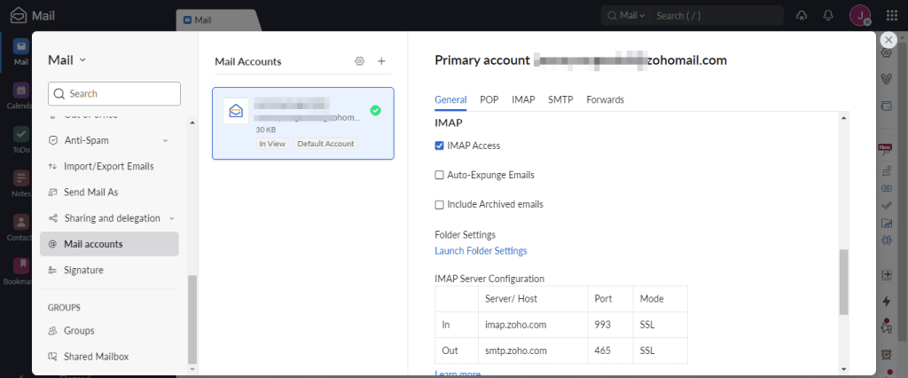 Sign into your third-party email app and turn on SMTP, IMAP, and POP3.