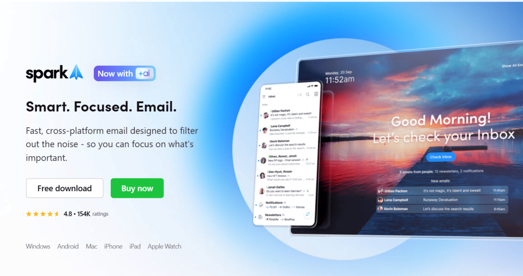 Spark Mail, ai email cleaner free