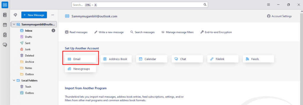 Thunderbird SMTP and IMAP configuration