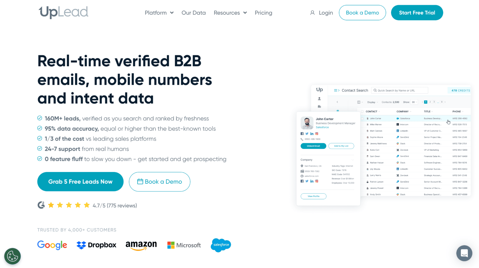 UpLead, one of the free prospecting tools