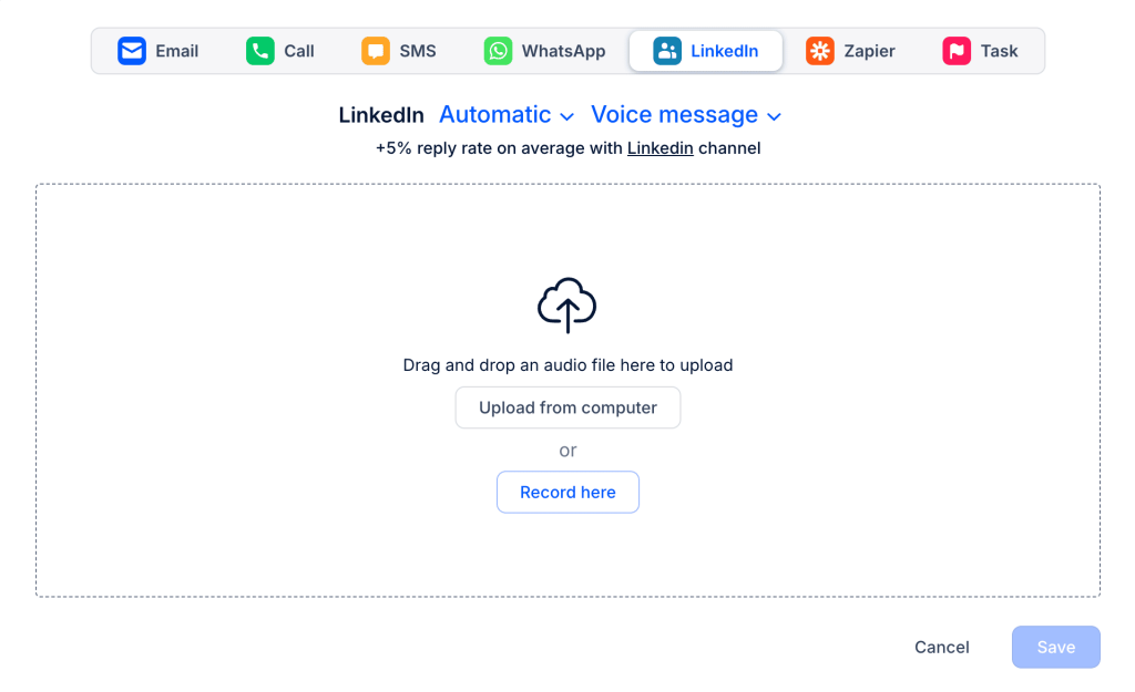 Upload a pre-recorded voice message
