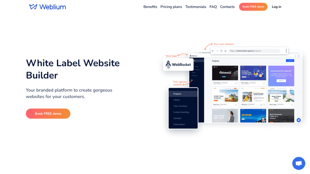 Weblium (Website builder), white label products examples