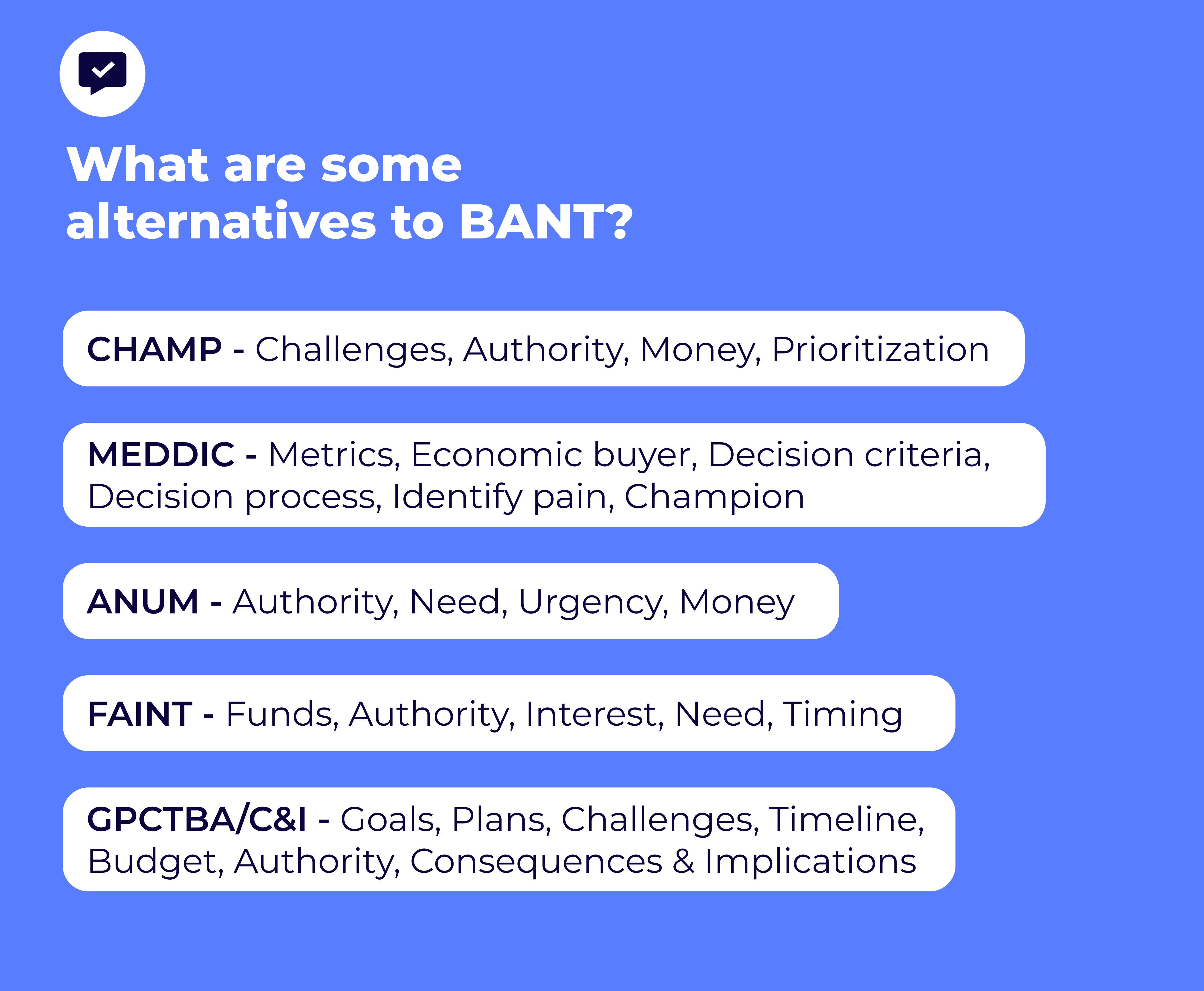 bant sales methodology alternatives