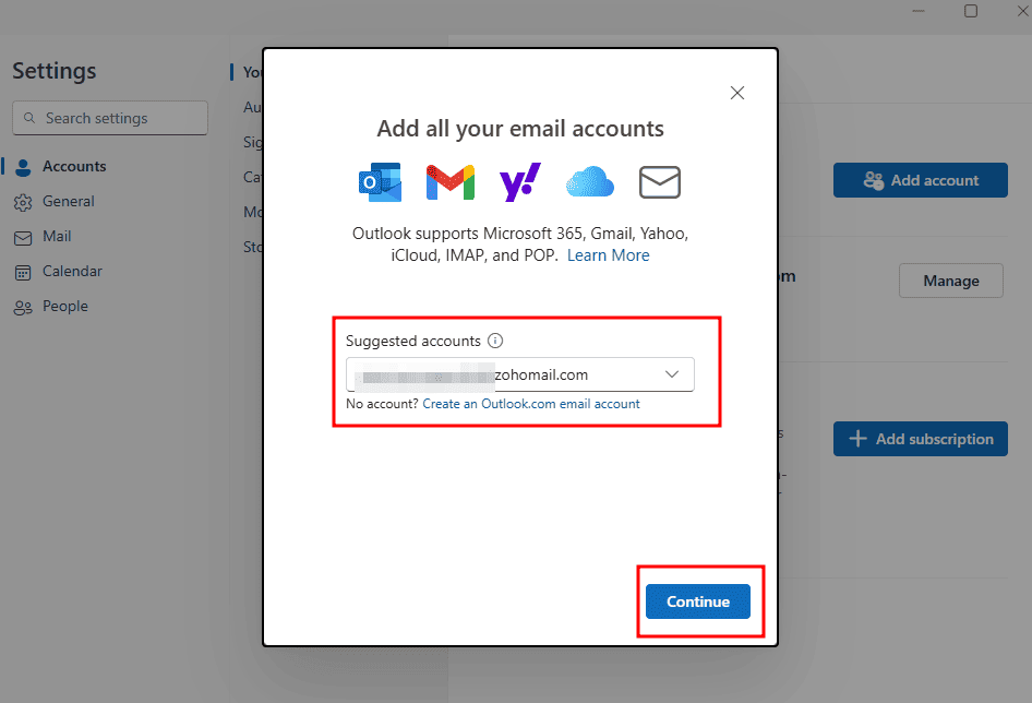 Write your email address in the box provided and click on continue.