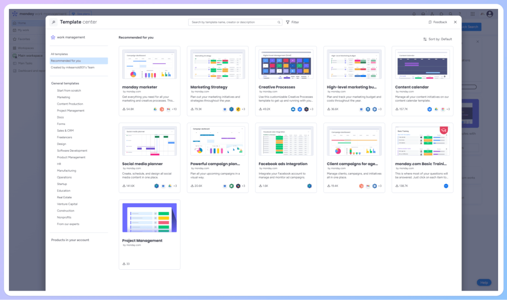 add templates in monday.com review