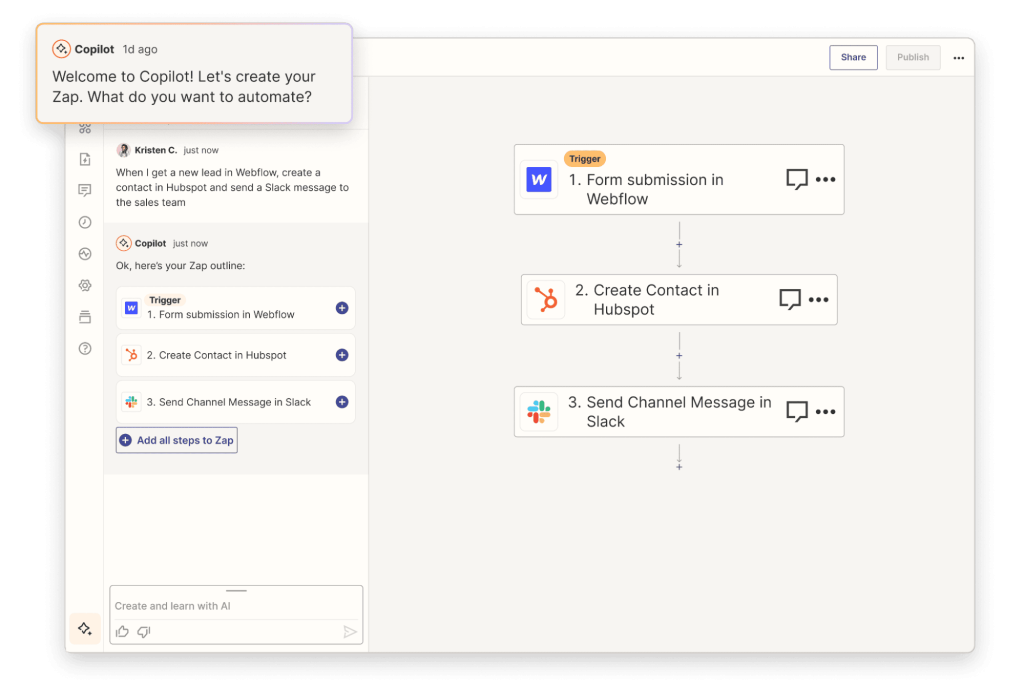 ai agent workflow builder with zapier