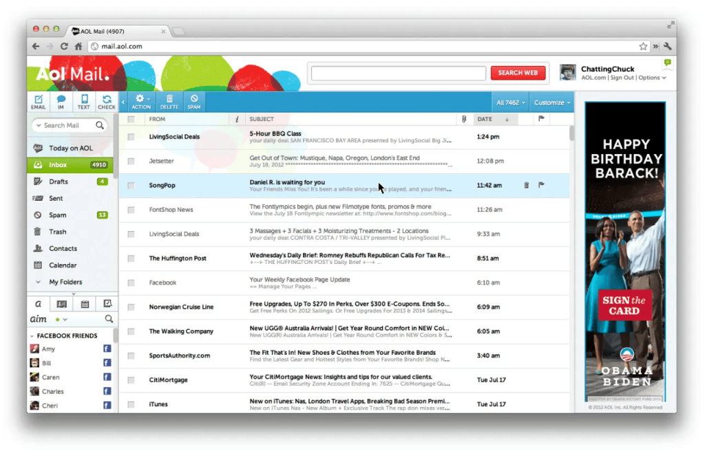 aolmail one of the item on the list of different email providers