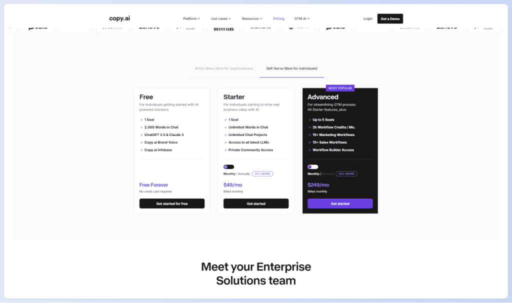copy ai pricing