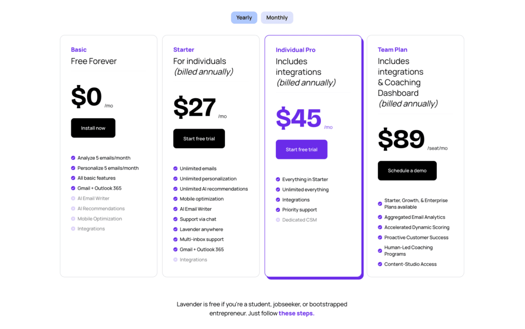 lavender ai pricing