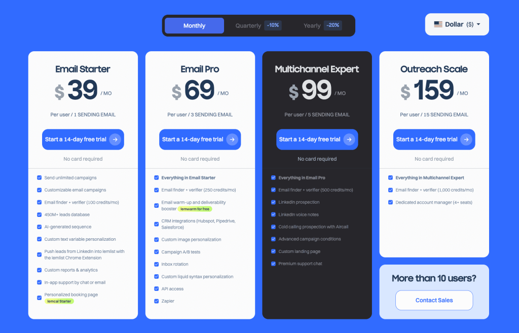 lemlist pricing