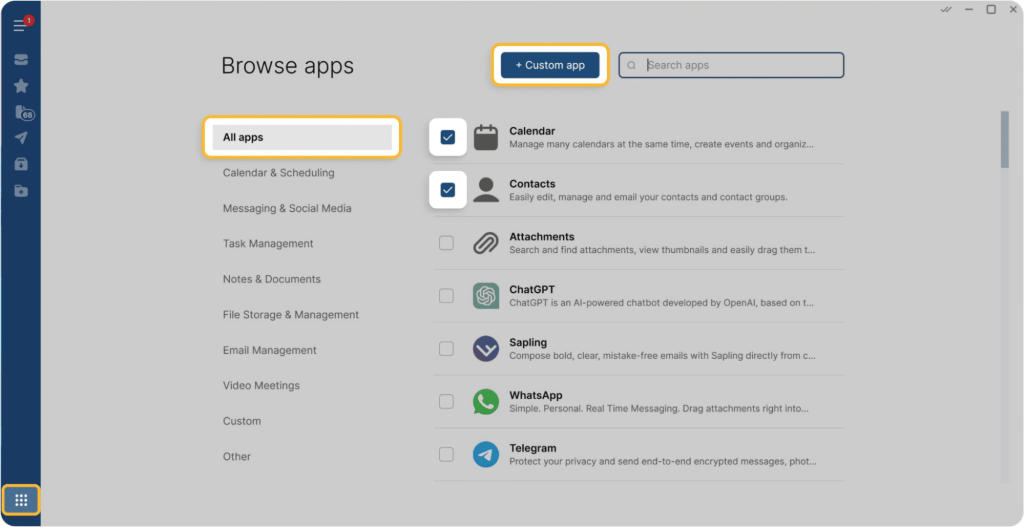 mailbird apps with the list of different email providers