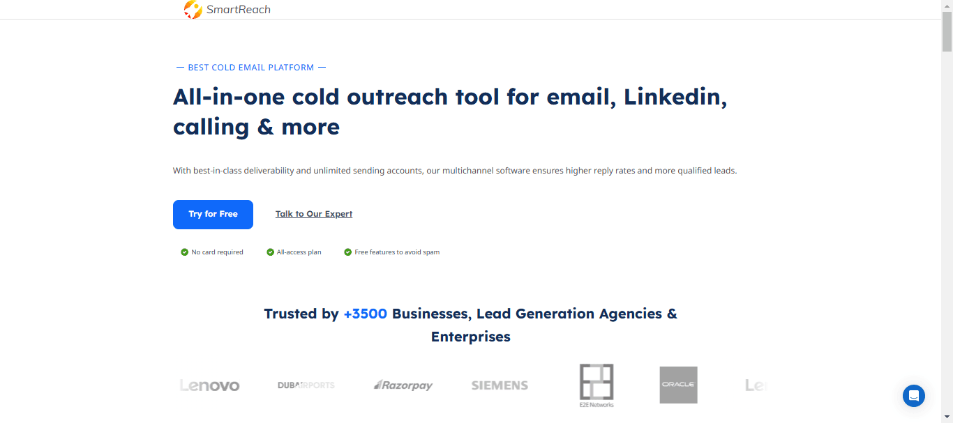 smartreach, cold email outreach software