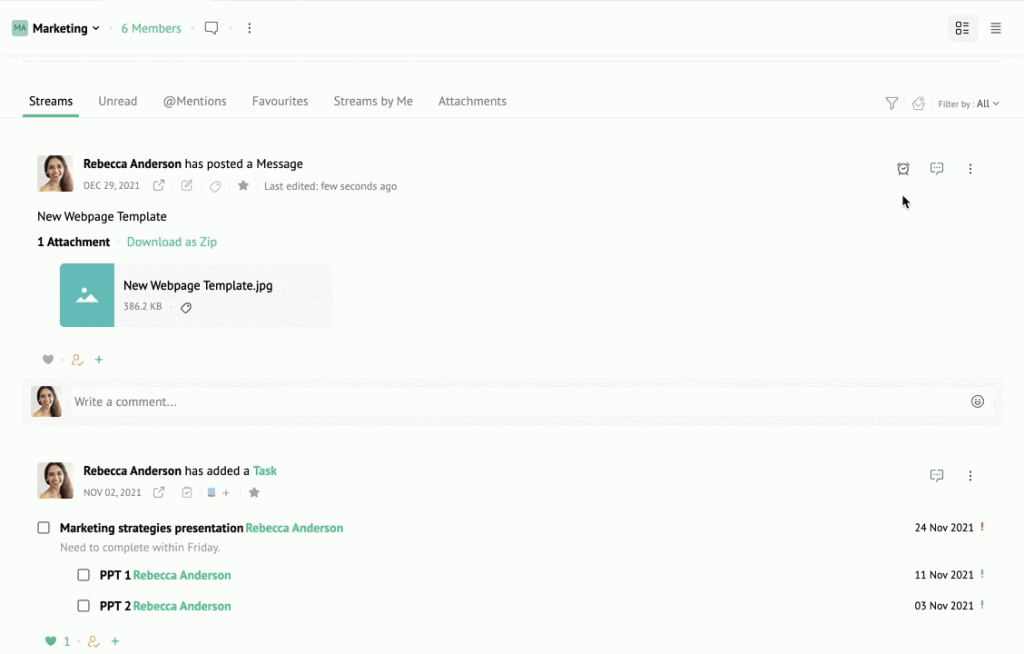 streams from zoho mail